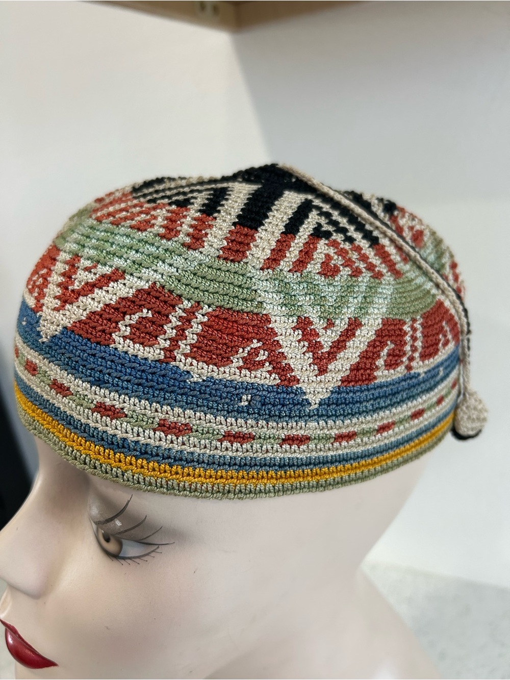 60’s Syria-Lebanon Kurdish
Tribal skull cap hat multicolored